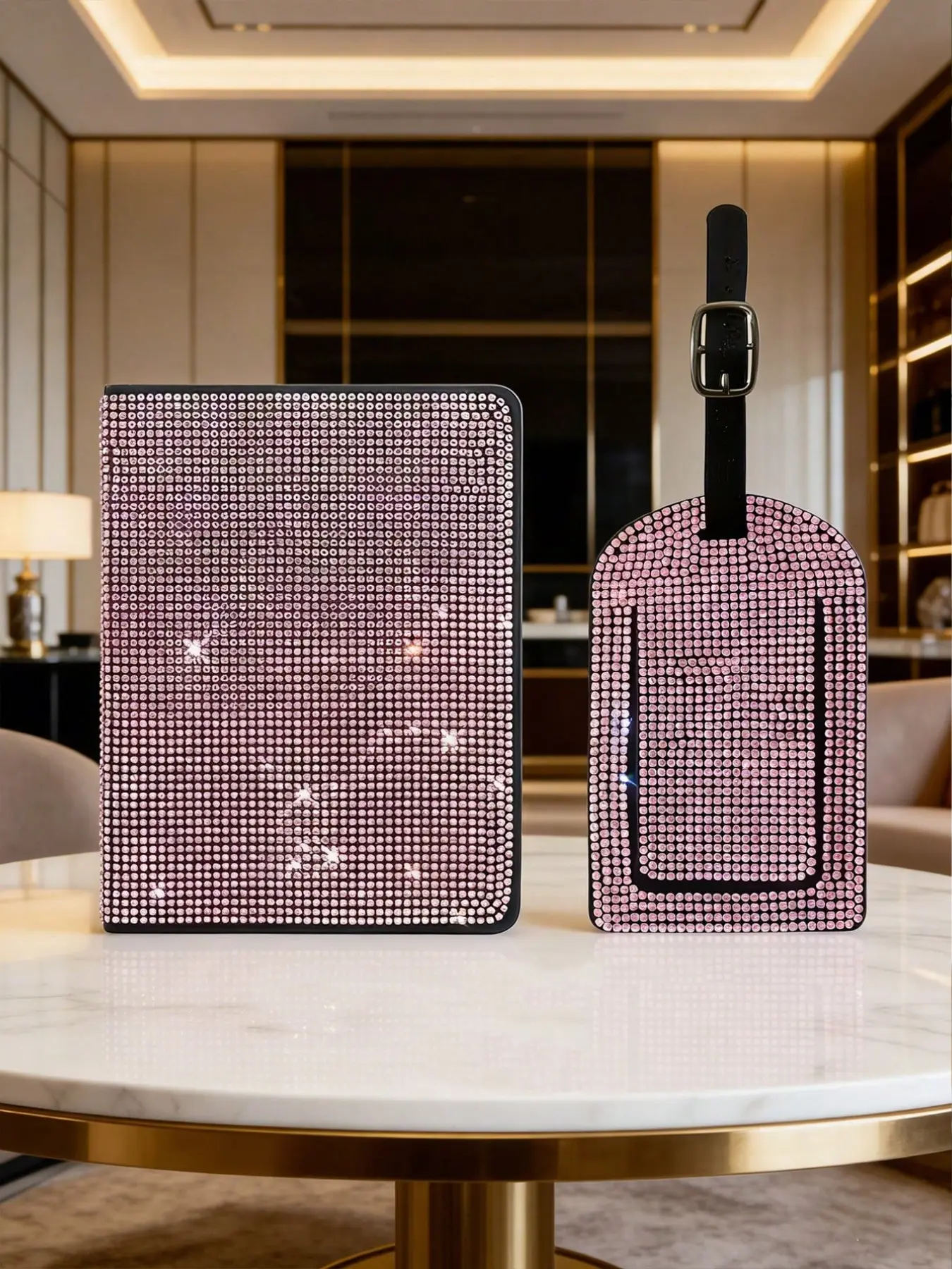 Sparkling Diamond, Bling Luggage Tag Passport Cover, Personalized Passport, Faux Leather Sparkling Rhinestone Passport Cover, Travel Passport Holder for Women, Sweet Style, Lightweight Travel Gift, Suitable for Brides and Bridesmaids