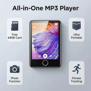 64GB MP3 player (supports Bluetooth), with high-fidelity sound quality, designed specifically for sports runners; equipped with a 2.8-inch screen, built-in high-definition speaker, integrates recording, FM radio, and e-book functions, comes with earphones