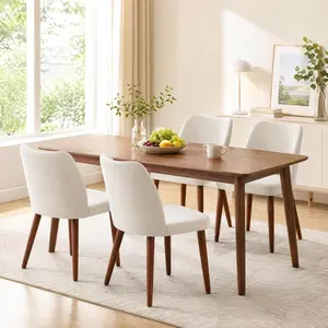 Set of 2 or 4 Upholstered Dining Chairs – Wingback Style, Linen Fabric – Thick Cushions & High Back – Rubberwood Legs – Perfect for Dining Table, Kitchen Island, or Formal Dining Room