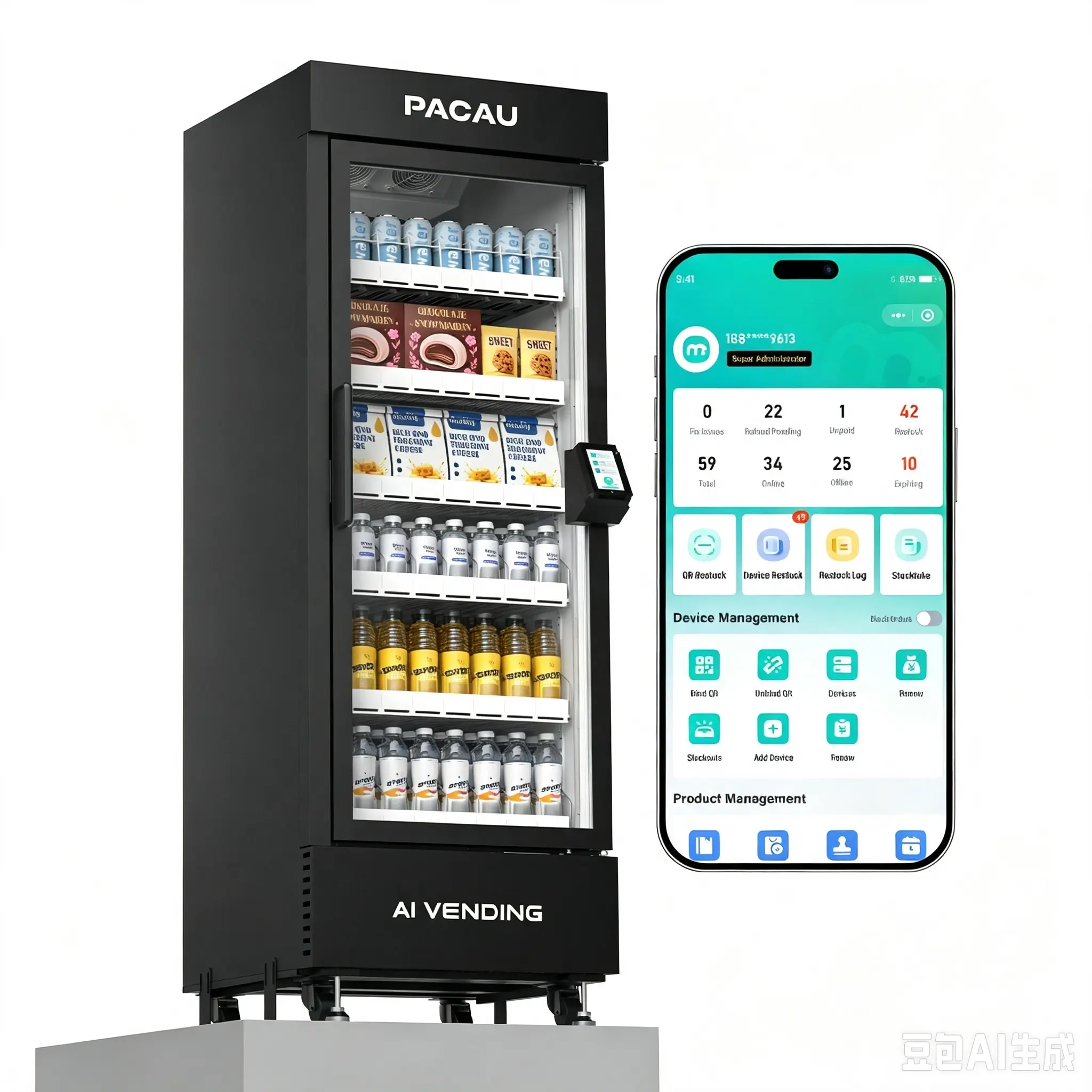 Pacau Smart Vending Machine for Sale, Commercial Snack and Drink Combo Vending Machine, Refrigerated Automatic Vending Machine with Credit Card & NFC Payment for Office, Apartment, Gym