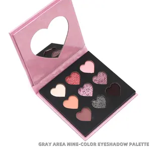 9-color heart-shaped multi-functional eyeshadow palette, featuring ultra-saturated metallic, pearlescent, Shimmer, and matte textures, It creates long-lasting, smoky Y2K-style makeup, suitable for natural radiance and bold daily looks, an essential item