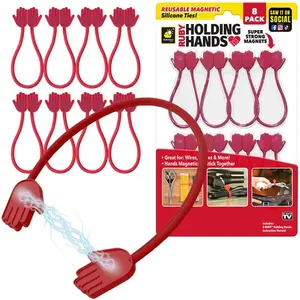 Ruby Holding Hands Magnetic Cable Ties, Reusable Zip Heavy Duty Magnetic Silicone Ties, 8 Ties per Pack