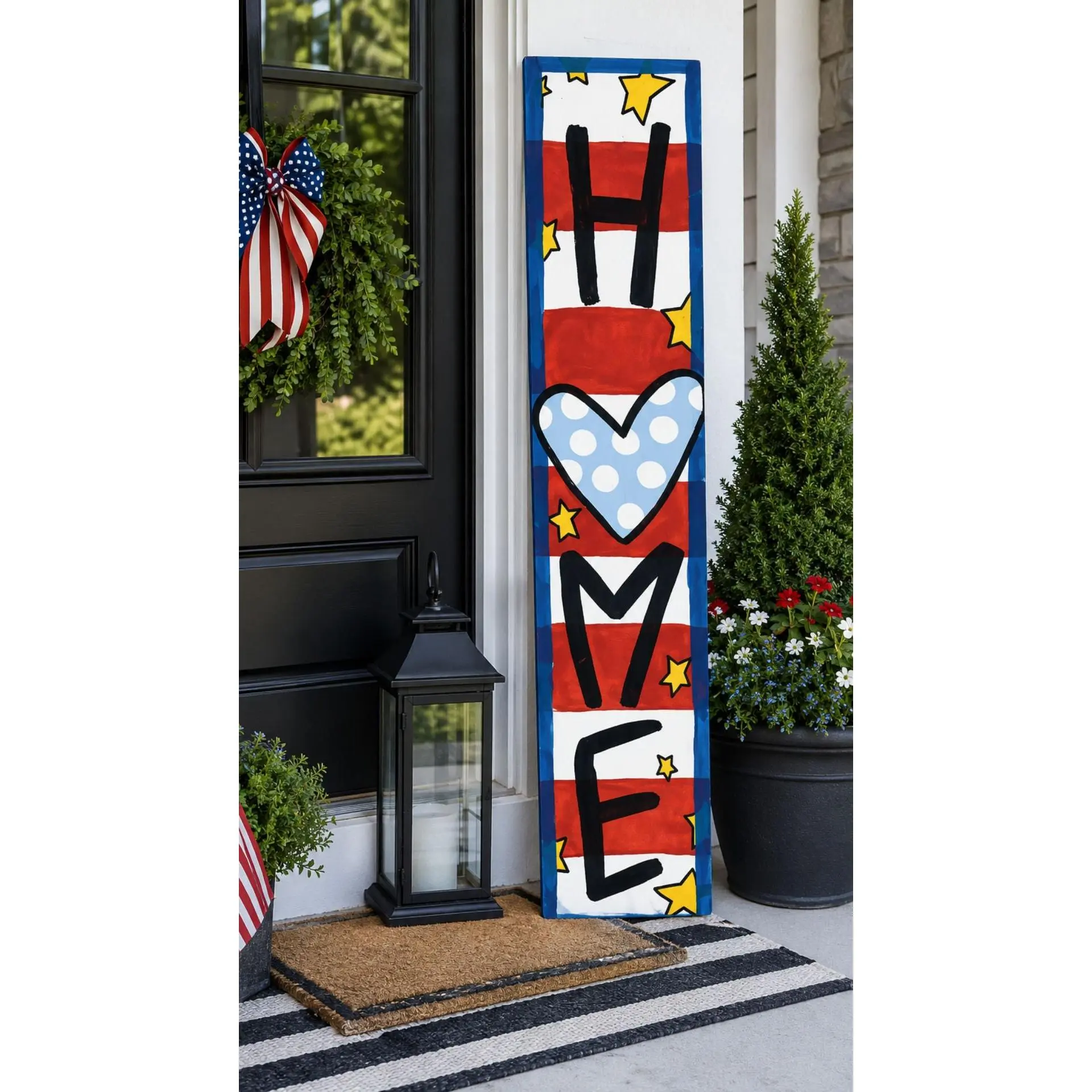 USA Porch Leaner | Hand-Painted Patriotic Welcome Sign