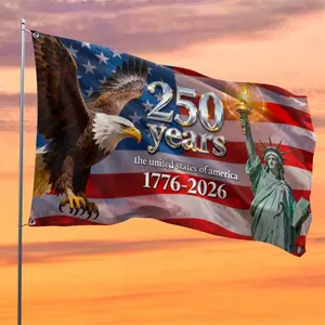 Double-sided Patriotic Eagle Bunting Banner USA Stars and Stripes Outdoor Flag, Weather-Resistant Polyester Garden Porch Decor for 4th of July Memorial Day Labor Day Yard House Party Supplies