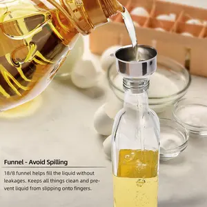 4 /8Pcs Oil Dispenser Bottle, 17oz Glass Oil Bottle for Kitchen, Set with 6 Flip-Top Spout, 6 Labels and 1 Funnel, for home, shopping mall and restaurant, container of Cooking Oil and Vinegar Dispenser