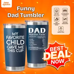 NewEleven My Favorite Child Funny Dad Tumbler – Navy 20oz Cup with Dad Nutrition Facts, Perfect Christmas & Thanksgiving Gift for Dad, Humorous Father Gift Idea Insulated Travel Drinkware Beverage Coffee Bottles