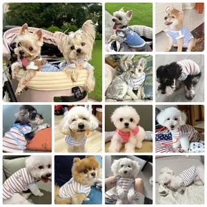 Striped Pet Vest Comfortable Breathable Summer Dog Clothes Puppy Shirt Cat Vest Pullover for Small Pets Lightweight Polyester Fiber Stylish Striped Design - Outfits