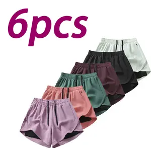 Women Sports Shorts, Summer Fitness Shorts, Breathable Quick Dry Shorts, Faux Two-Piece Casual Shorts, Multi-Pack Women Workout Shorts built-in liner