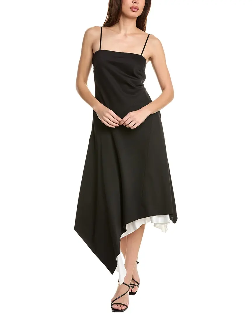 Helmut Lang Angled Hem Wool Midi Dress