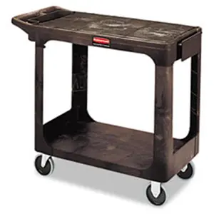 Rubbermaid Commercial  Flat Shelf Utility Cart- 2-Shelf- 500lbs- 19 x 38 x 33-1/3- Black