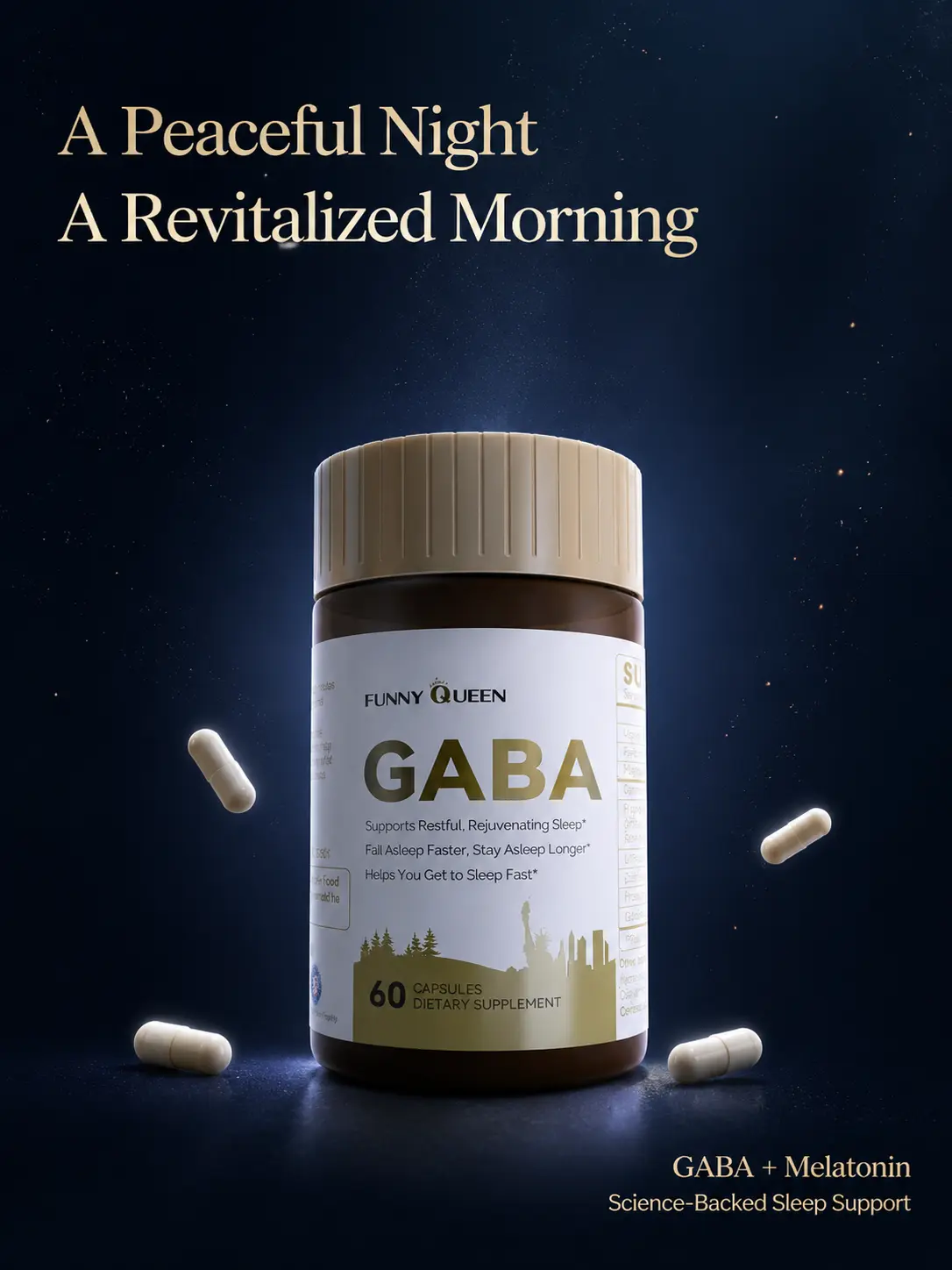 FunnyQueen LightWell Sleep Capsules — GABA & Tryptophan for Mood Relaxation