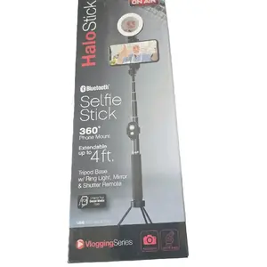 On Air Halo Stick 4ft Selfie Stick with 360° Phone Mount Extendable Up to 4 ft Tripod Base with Ring Light Mirror & Shutter Remote Vlogging Series