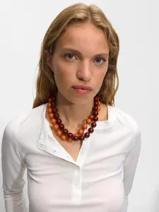 Boho Style Round Geometric Plastic Acrylic Beads Cord Knot Handmade Women's Necklace, Holiday Gift, Daily Use Jewelry