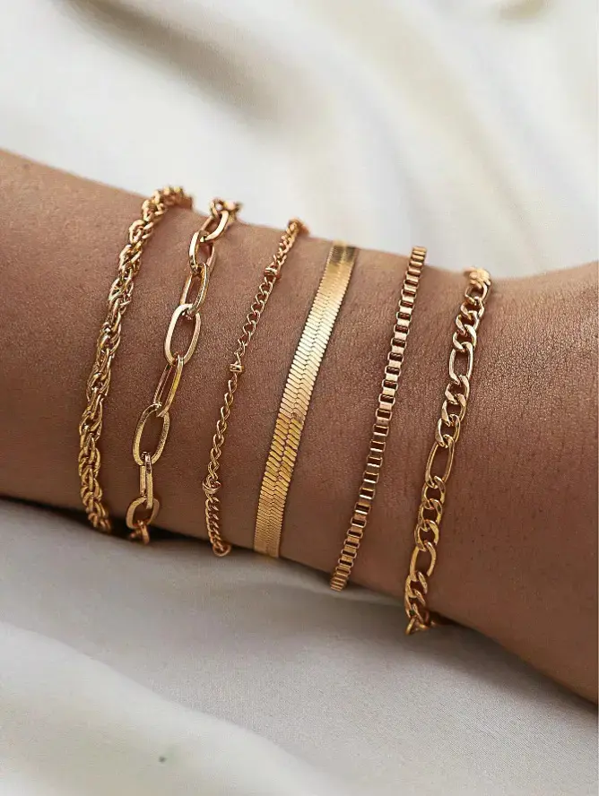 14K Gold Bracelets for Women Waterproof,  Gold Jewelry Sets for Women Trendy Thin Dainty Stackable Cuban Link Paperclip Chain Bracelet Pack Fashion Accessories Gifts for Womens bracelet
