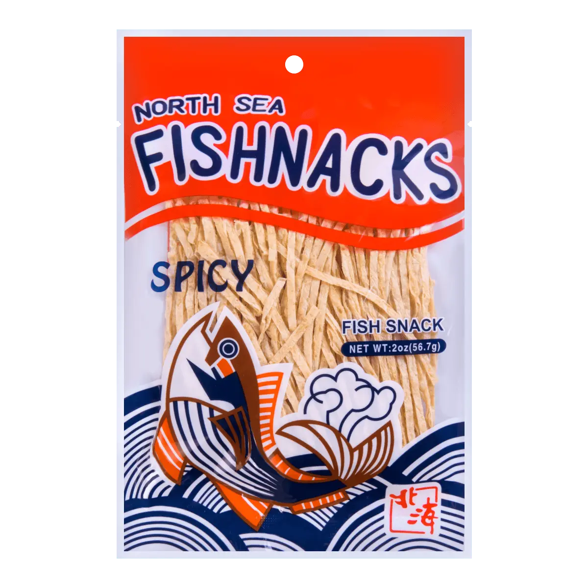 NORTH SEA Spicy Cod Fish Strips 56.7g - Delicious Snack for Seafood Lovers