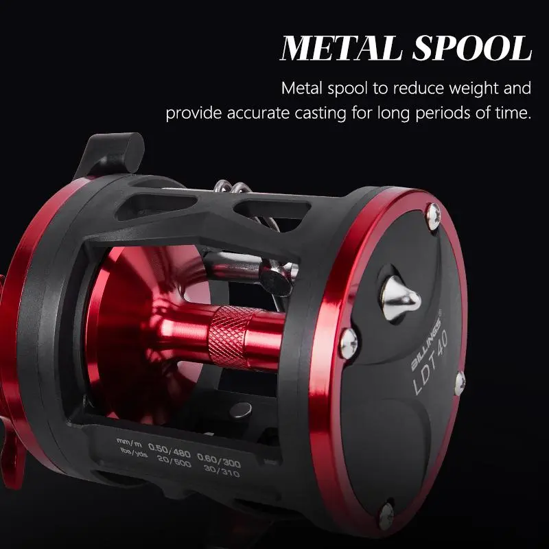 BILLINGS LDT Trolling Drum Fishing Reel, Baitcasting Reel with 3.8:1 Gear Ratio, 33LB Max Drag BILLINGS LDT Trolling Drum Fishing Reel, Baitcasting Reel with 3.8:1 Gear Ratio, 33LB Max Drag