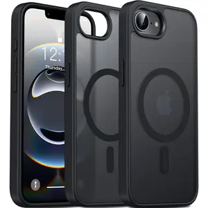 Magnetic for Iphone 16E Case Matte [Compatible with Magsafe Accessories][Frosted Translucent][Military Grade Protection][Silky Touch Shockproof Slim] Anti-Scratch Phone Case (Black)