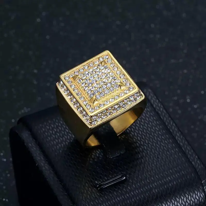 Real Ring Hip Hop With Real Cubic Zirconia Lab No Tarnish in 14K Gold Plated