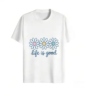 Daisy Flower Design Women's Graphic Tee Casual Streetwear Cotton Regular Fit Round Neck Short Sleeve Trendy T-Shirt For Spring Summer Wear