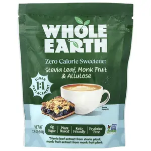 Whole Earth Stevia Leaf, Monk Fruit & Allulose, 12 oz (340 g)