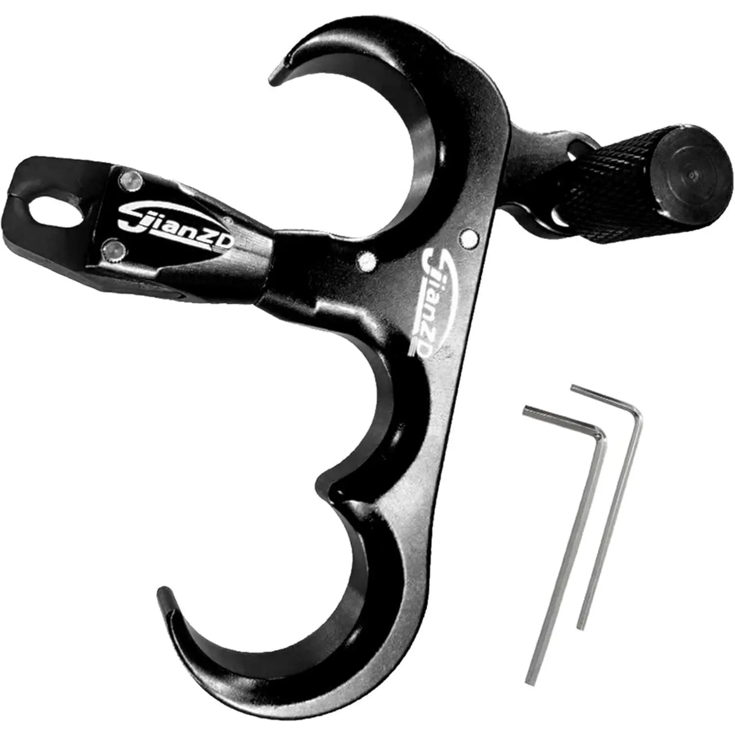 JianZD 3-Finger Bow Release Aid, Aluminum Alloy Thumb Trigger with Secure Jaw, 360° Rotation & Adjustable Sensitivity for Accurate Compound Bow Precision Archery, Rotatable Head, 3-Finger Thumb Release Aid, Aluminium