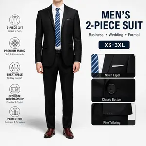Men’s two-piece business suit set (single jacket + pants). Formal attire for job interviews; versatile business-casual two-way set—jacket and pants.