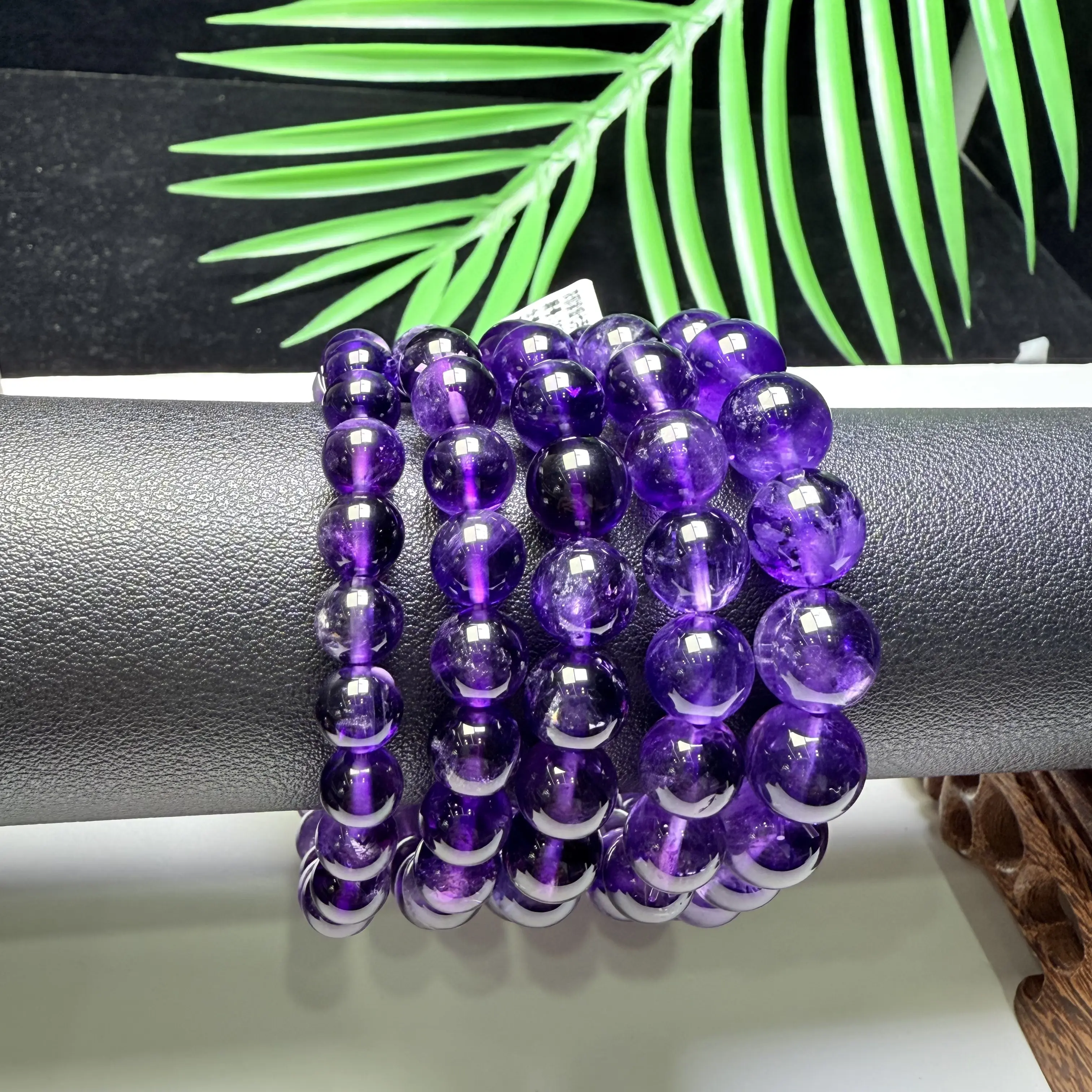 Women's Natural Rich Purple Super-7 Round Bead Single Loop Bracelet, Rutilated Quartz Daily Wear Jewelry Accessory gemstone