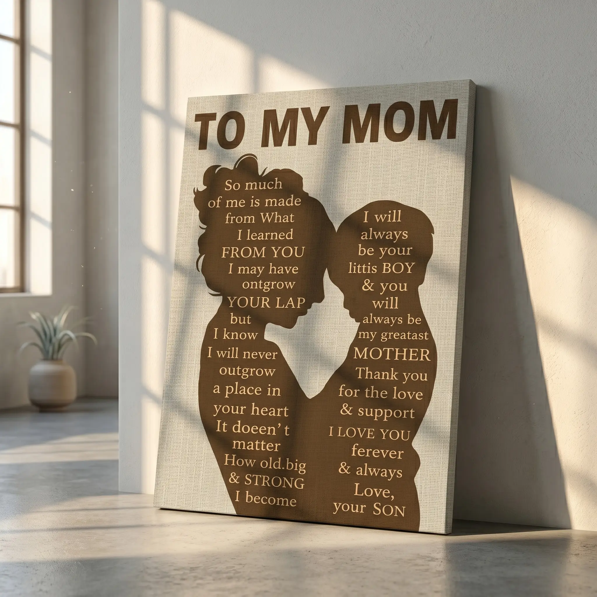 Heartfelt "To My Mom" Canvas Wall Art - Meaningful Gift from Son | Perfect Mother's Day & Birthday Decor