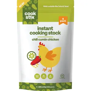 Cookstix Chili Cumin Lime Chicken Stock Sticks – Clean-Label Alternative to Bouillon Powder – No Sugar Added, Low Sodium, No Additives – Dehydrated Chicken Broth for Soups, Gravy, Cooking – 4 Pack