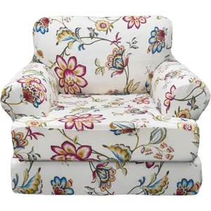 KRFOONN Stretch 2 Pieces T Cushion Chair Covers with Arms Printed Sofa Cover Armchair Slipcovers with 1 Individual T Shape Cushion Covers Furniture Protector Chair Slipcover for Living Room, A1