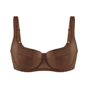 Starry Night Plus Size 4mm Lightly Padded Balconette Bra Underwire Lifting Support Glass Shimmer Fabric Enhanced 0.5-1 Cup Size U Shaped Back Smoothing Wider Padded Straps Sexy Demi Low Cut Natural Push Up for Big Bust Women