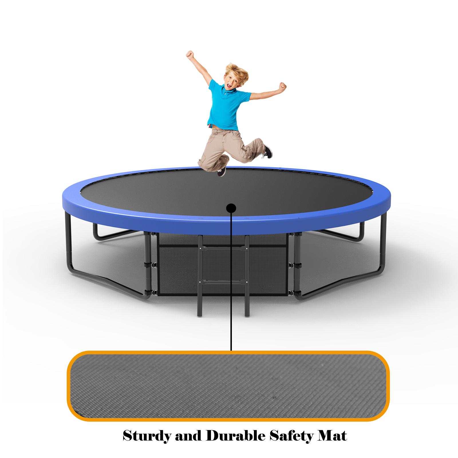 Dufominc 10/12FT Pumpkin Trampoline Outdoor with Basketball Hoop Enclosure Net & Ladder for Kids Fun Play Certified Safe ASTM F381-16 F2225-15 CPSIA Durable Materials UV Resistance Easy Installation