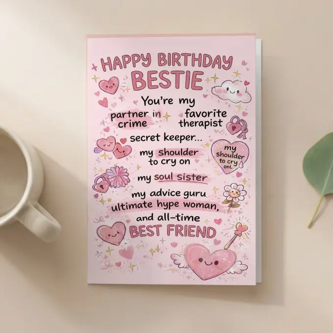 Pastel Pink Aesthetic Birthday Card | Meaningful Greeting Card for Best Friend, Mother, Sister