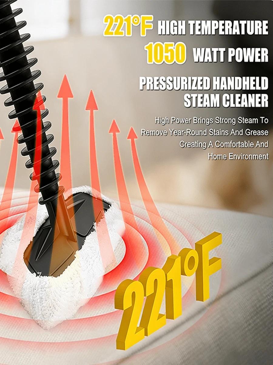Handheld Steam Cleaner, Pressurized Handheld Multi-Surface Natural Steam Cleaner With 12 PCS Accessory & Labor-Saving Lock, 450ML Capacity, Multi-Surface Deep Cleaning For Home, Car, Bathroom, Grout, Floor, Window