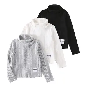 Girl's Sweater Long Sleeve Turtleneck Kids Fashion Ribbed Knit Pullover Sweater Fall Winter Clothes 4-12Years