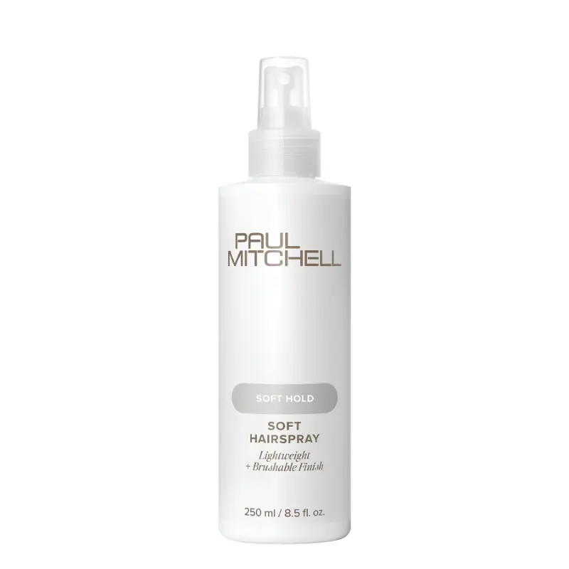 Paul Mitchell Soft Spray Finishing Hairspray - Lightweight, Brushable, Textured Hold, Frizz Control for Wavy Hair & All Types, Unisex Vegan Haircare, Almond Scent, 8.5 fl oz Bottle, Soft Blowout, Youth