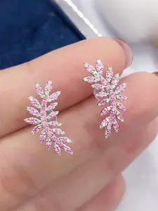 1 Pair Elegant Cubic Zirconia Stud Earrings For Women For Wedding Jewelry Valentine's Day Gift