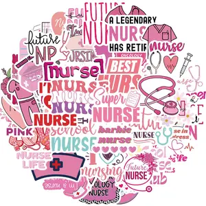 Nurse Themed Sticker, 50pcs/set Cute Nursing Sticker, Decorative Sticker for Water Bottle Laptop, Nurse Gifts for Teens Adults, Nurse Accessories, Ornaments