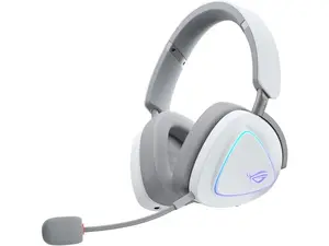 ASUS ROG Delta II Wireless Gaming Headset with Detachable Mic - Tri-Mode (BT, 2.4GHz, 3.5mm), 50mm Titanium-Plated Drivers, 110Hr Battery, Lightweight, for PC, PS5, PS4, Xbox, Switch, Mobile - White