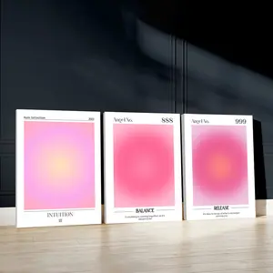 3pcs Aura Elegance Wall Art, Spiritual Insight Poster, Soft Gradient Art Prints, Contemporary Home Decor, Modern Wall Paintings, Cozy Canvas Posters Wall Arts, Decor for Living Room, Restaurant, Kitchen, Bedroom, Housewarming Gift, With Frame