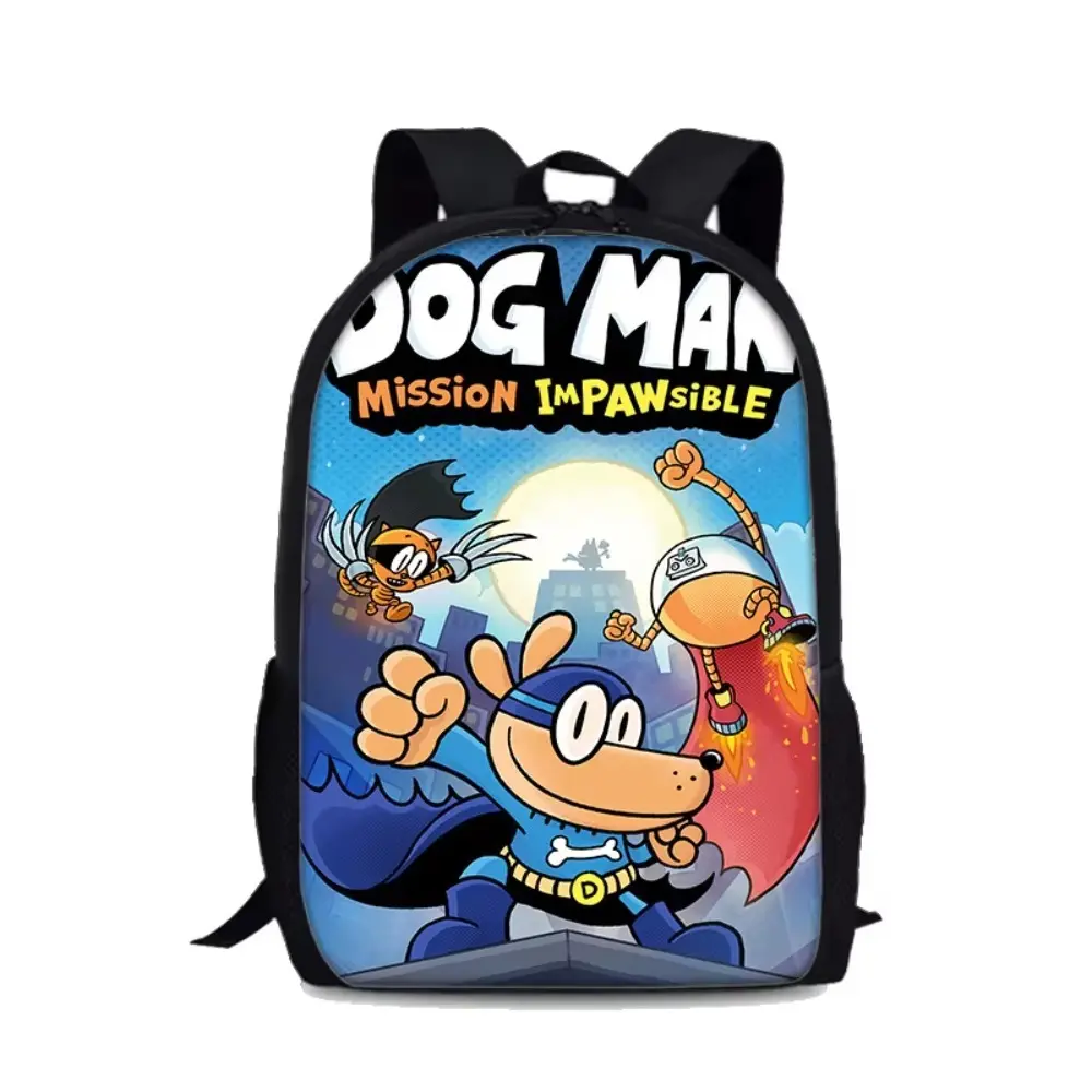Mens Womens Dog Man Backpack Mens Womens Cartoon Latter Print Backpacks Softback Schoolbag  Back Pack