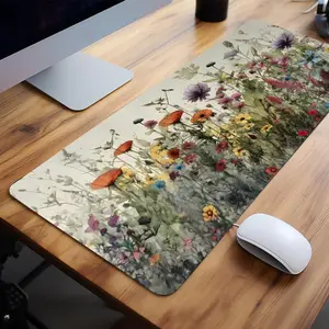 Flower Pattern Extended Mouse Pad, Rectangle Gaming Mouse Pad, Non-slip Rubber Base & Stitched Edge Desk Pad for Desk Laptop Desktop, Computer Accessories