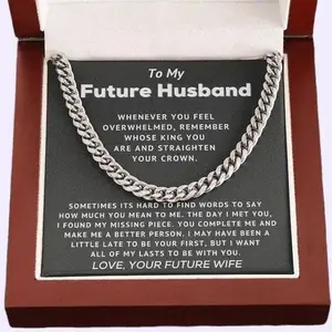 To My Future Husband Cuban Link Chain Necklace Male Anniversary Birthday