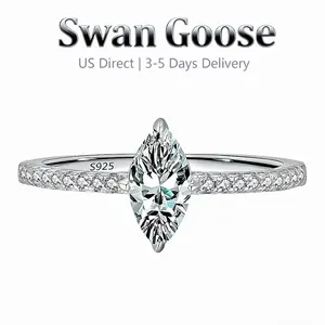 S925 Sterling Silver 1CT dutch Marquise Ring With 5A Cubic Zirconia,14K Gold Planted  european engagement Gift Rings for Her，Elegant All-match Fashion Accessories for Daily wear