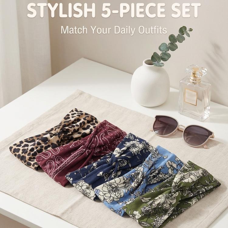 5pcs Soft Stretch Wide Headbands for Women  Non-Slip Elastic Bands in Assorted Colors for Yoga, Running & Sports, Head Bands Hair Accessories