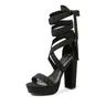 Dream Pairs Women's Strappy Gladiator Open-Toe Sandals, 5.12" Chunky Block Heels with Ankle Strap, Padded Insole Rubber Walking Shoes for All-Day Comfort