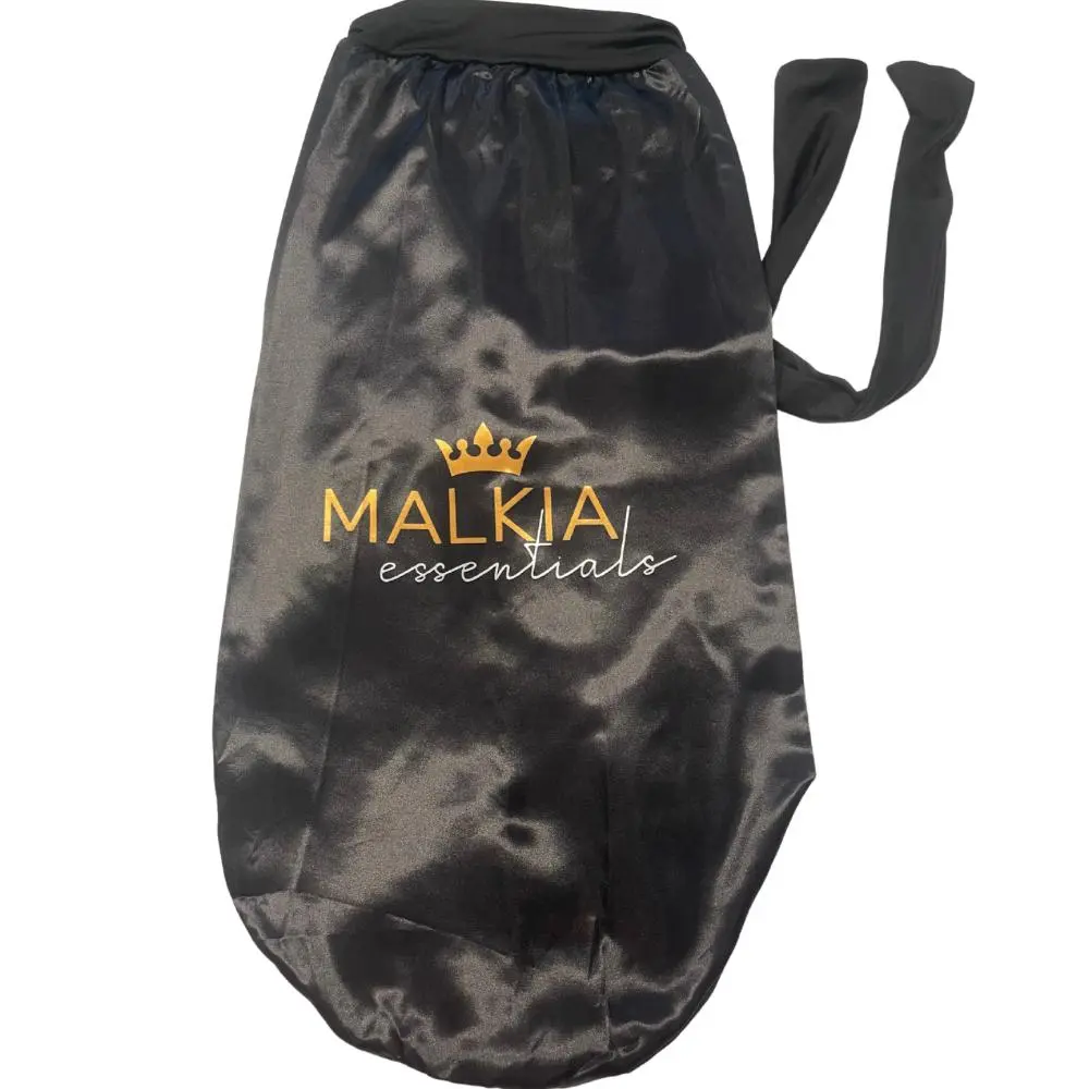 Malkia Essentials Satin Long Bonnet for Dreadlocks Natural Hair and Braids with Ties Ultimate Hair Protection and Comfortable Sleep