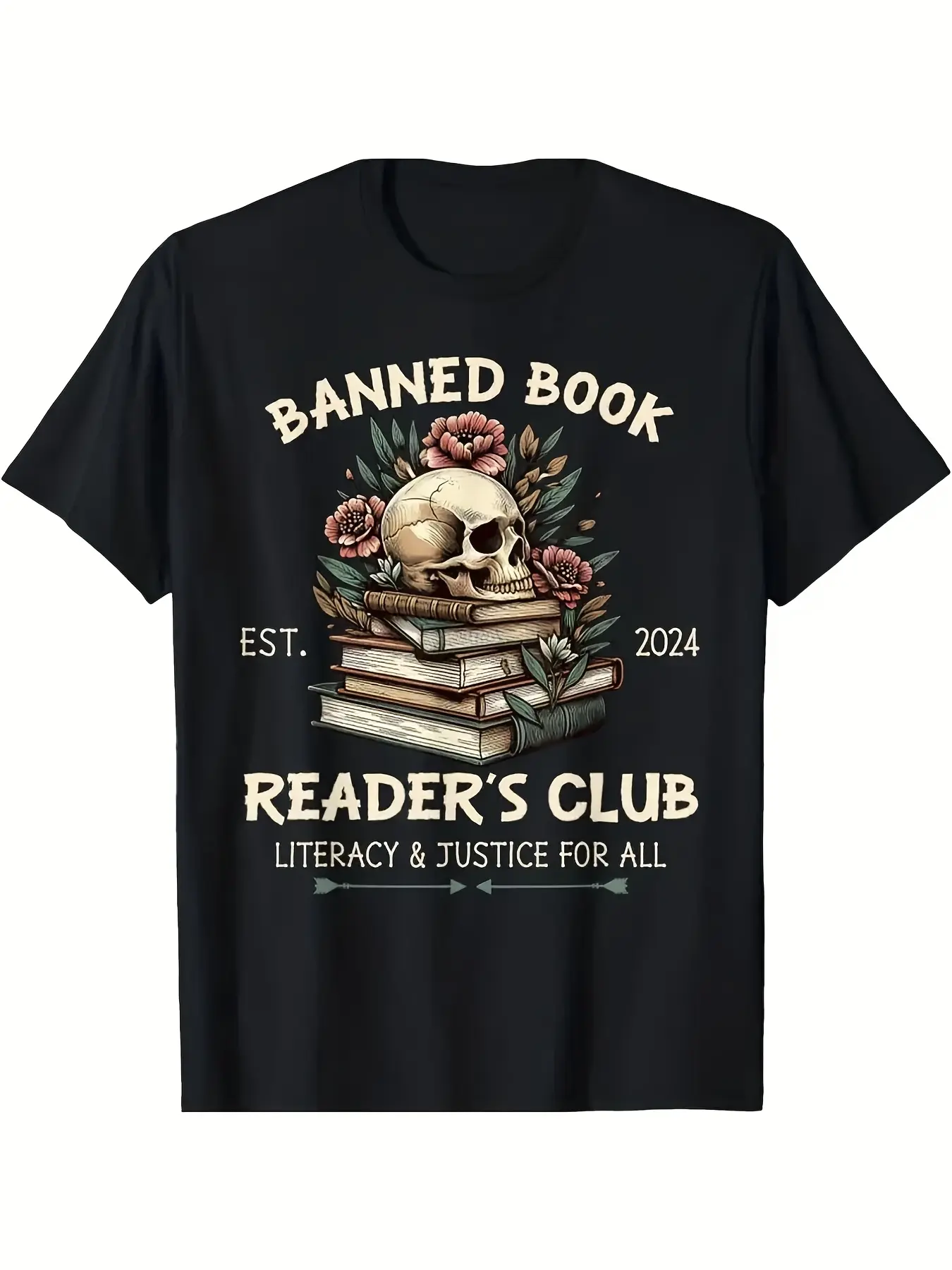 1pc of a Graphic T-Shirt for The Banned Book Reade unisex soft cotton short sleeve t shirt, vintage graphic casual tee for men women teens, perfect birthday holiday gift for camping travel gym daily street  wear