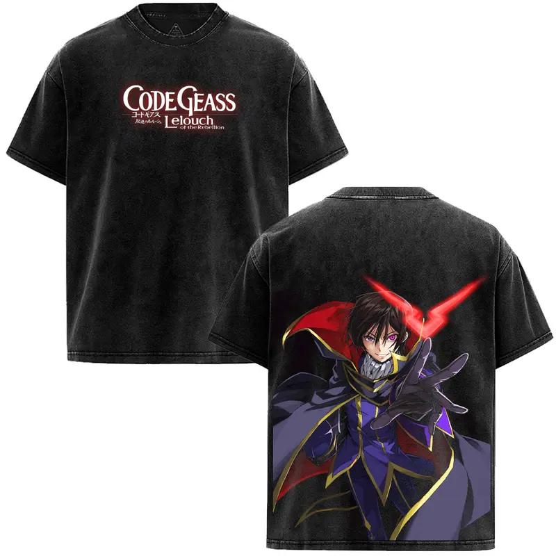 Code Geass Lelouch Vintage Washed T-Shirt | Double-Sided Anime Graphic ...
