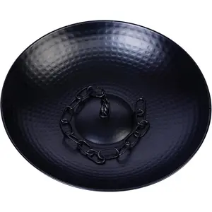 10.66 Inches Dia Matte Black Metal Rain Chain Anchoring Basin, Decorative Downspout Gutter Fountain Dish for Outdoor Garden Lawn Patio Water Feature Display